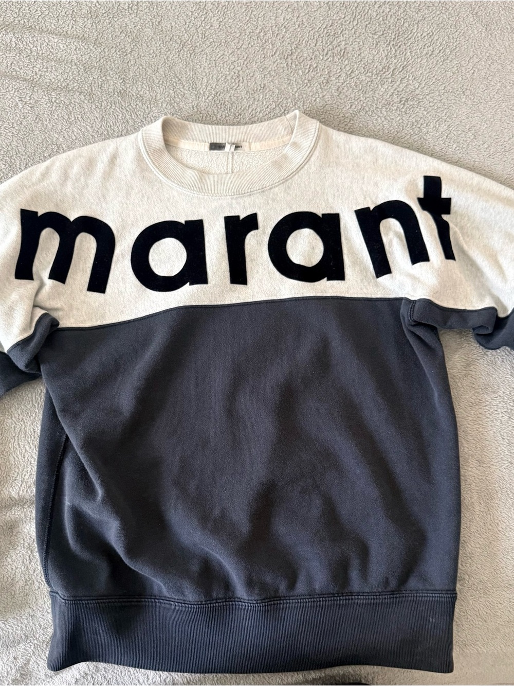 Isabel Marant Logo Colorblock Sweatshirt Gray/Cream Size Small